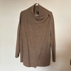 Taupe Tahari wrap cardigan merino wool blend
